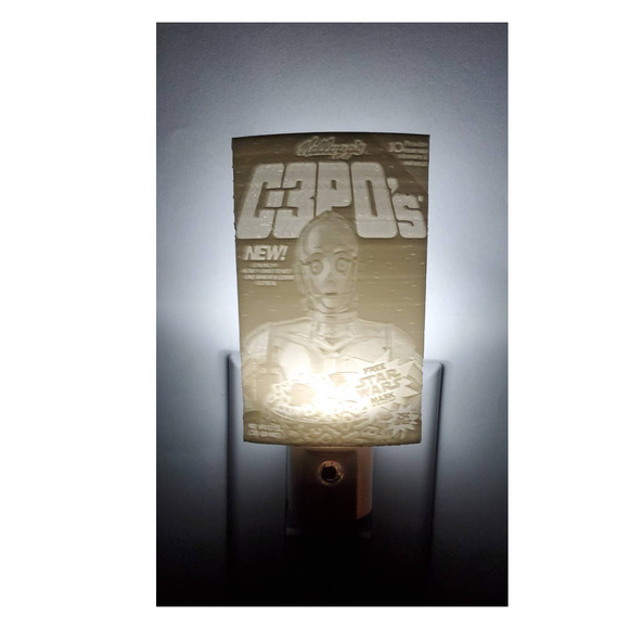 Kellog's Star Wars C3PO's Cereal Box Cover Lithophane Night Light LED - Picture 9 of 10